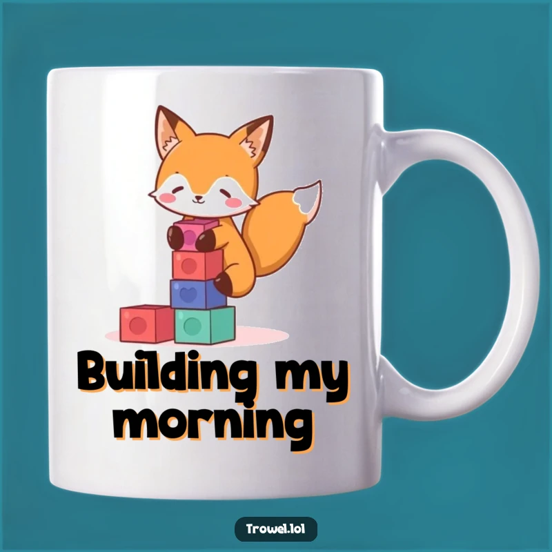 Funny Fox Stacking Blocks Mug - Playful Gift for Creative Minds!