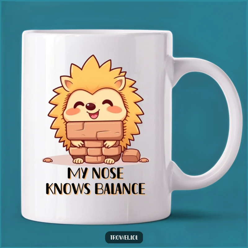 Funny Hedgehog Balancing Brick Mug - Hilarious Gift for Animal Lovers!