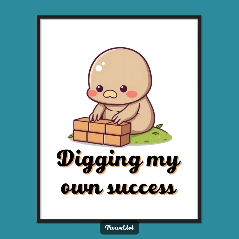 Funny Mole Bricklayer Digital Art: Instant Diligence Wall Decor