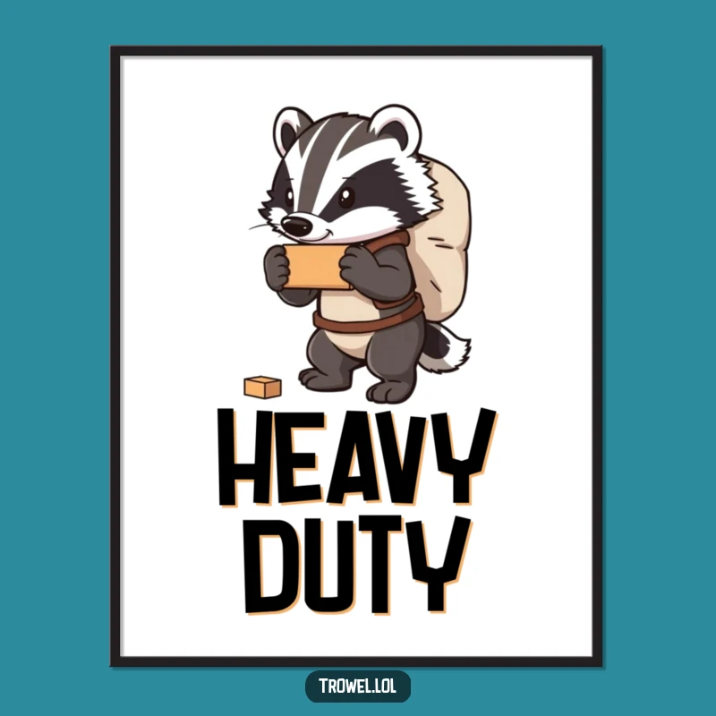Funny Badger Carrying Bricks Digital Art - Instant Strong Decor!