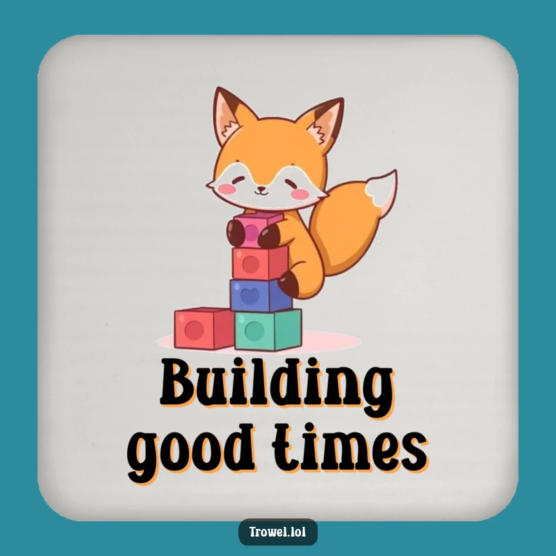 Funny Fox Stacking Blocks Coaster - Protect Surfaces Playfully!