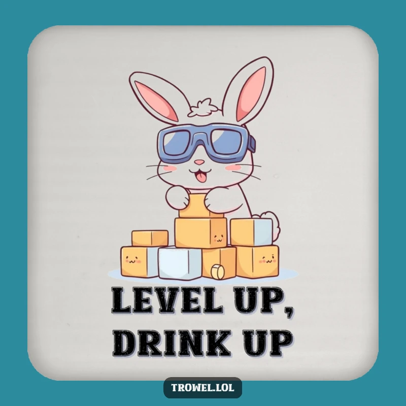 Funny Bunny Stacking Blocks Drink Coaster: Protect Surfaces with Hilarious Style