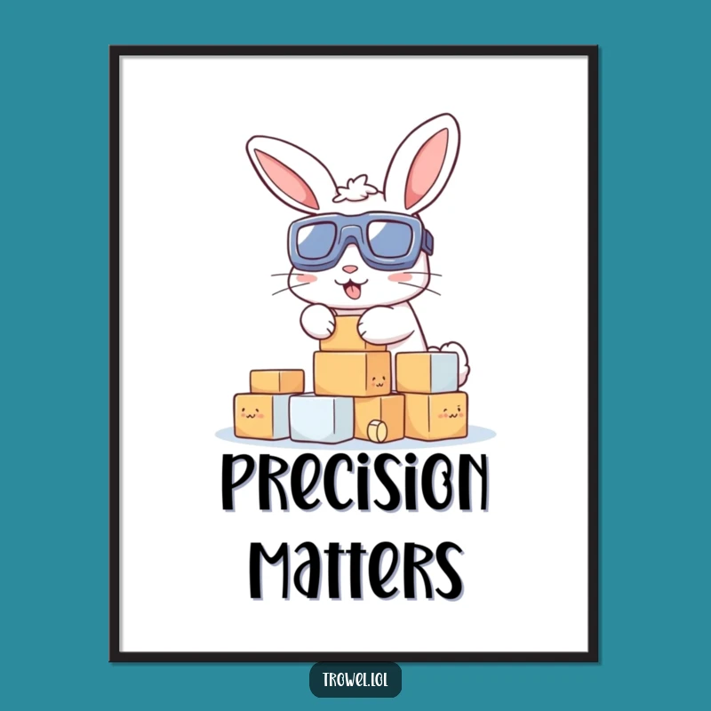 Funny Bunny Stacking Blocks Poster: Hilarious Wall Art for Builders & Animal Fans