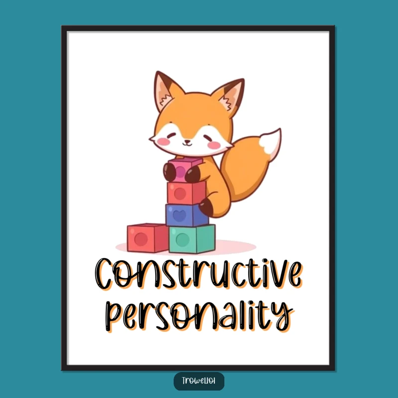 Funny Fox Stacking Blocks Poster - Whimsical Wall Art Gift!