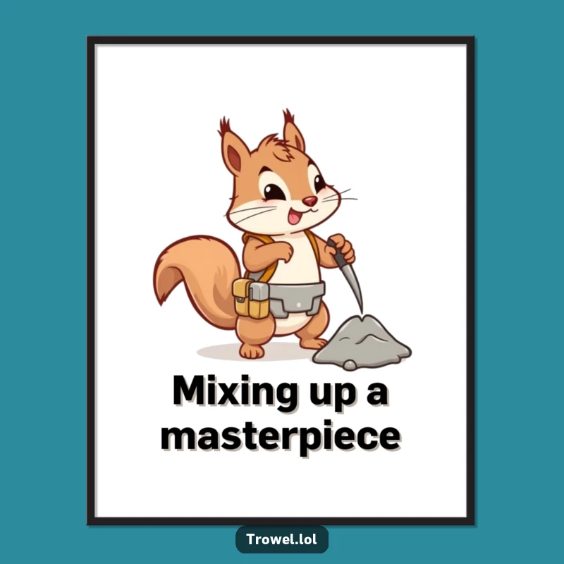 Free Printable Wall Art: Energetic Squirrel Mixing Creative Juices Funny Decor