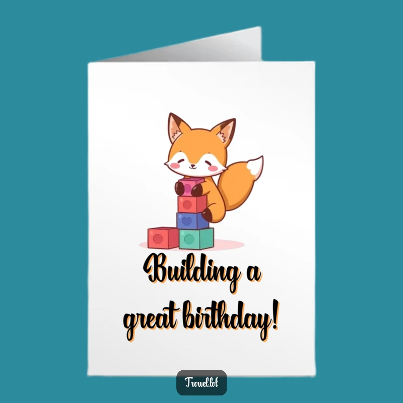 Free Printable Birthday Card Fox Stacking Blocks Funny Downloadable Gift