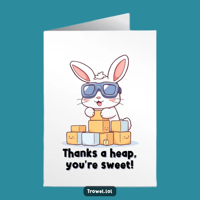 Free Printable Bunny Thank You Card: Funny Stacking Blocks Gratitude Download