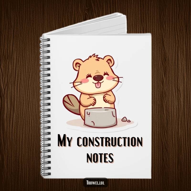 Funny Beaver Notebook with a mortar trowel motif, perfect for notes on projects and progress.