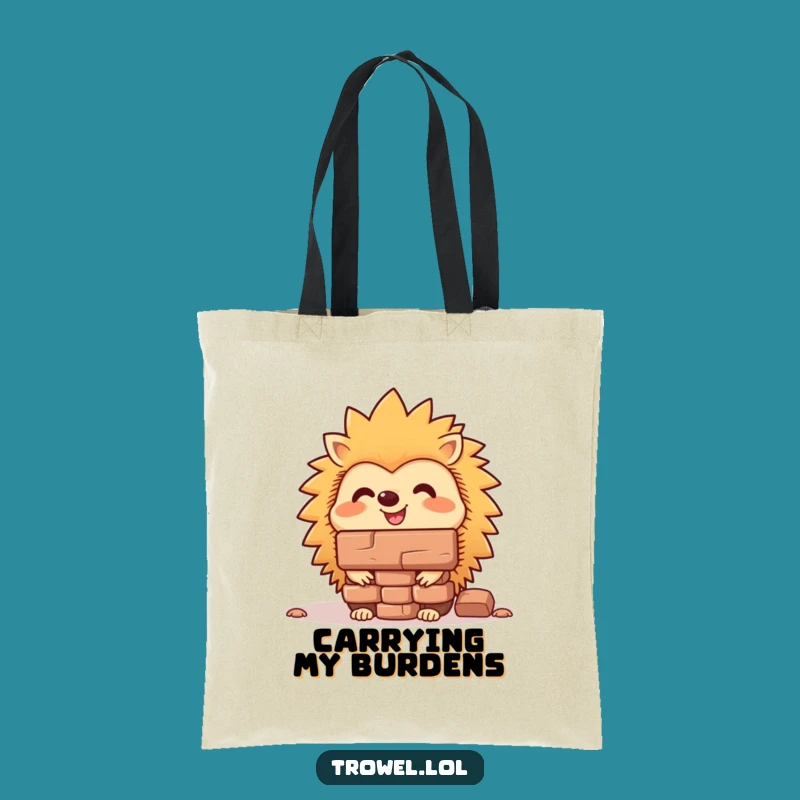 Funny Hedgehog Balancing Brick Tote Bag - Practical & Hilarious Gift!